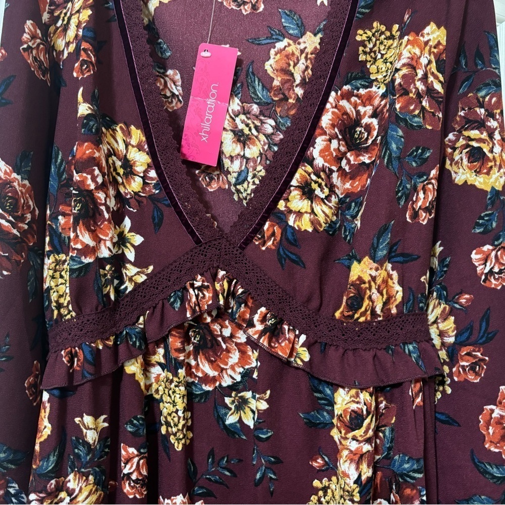 NWT maroon flowy Floral sundress - Picture 3 of 4